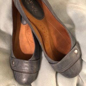 Denim Blue Leather Flats by Euro Soft by Sofft